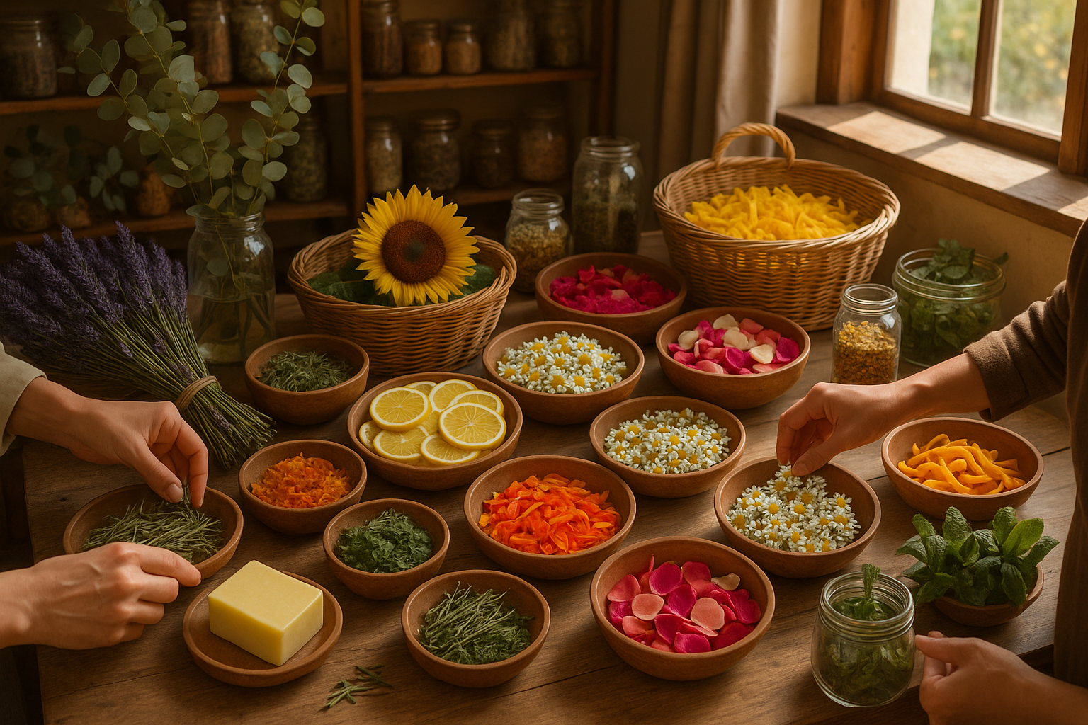 include more floras like lavendar, sunflowers and lemon slices pretty botanicals 